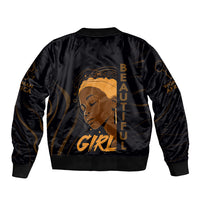 Personalized Beautiful Black Girl Sleeve Zip Bomber Jacket Women Africa - Wonder Print Shop