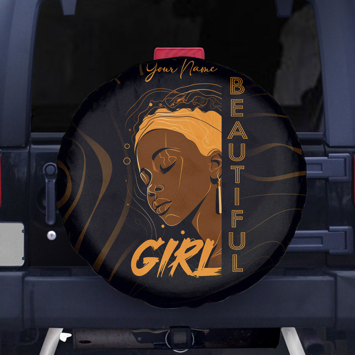 Personalized Beautiful Black Girl Spare Tire Cover Women Africa - Wonder Print Shop