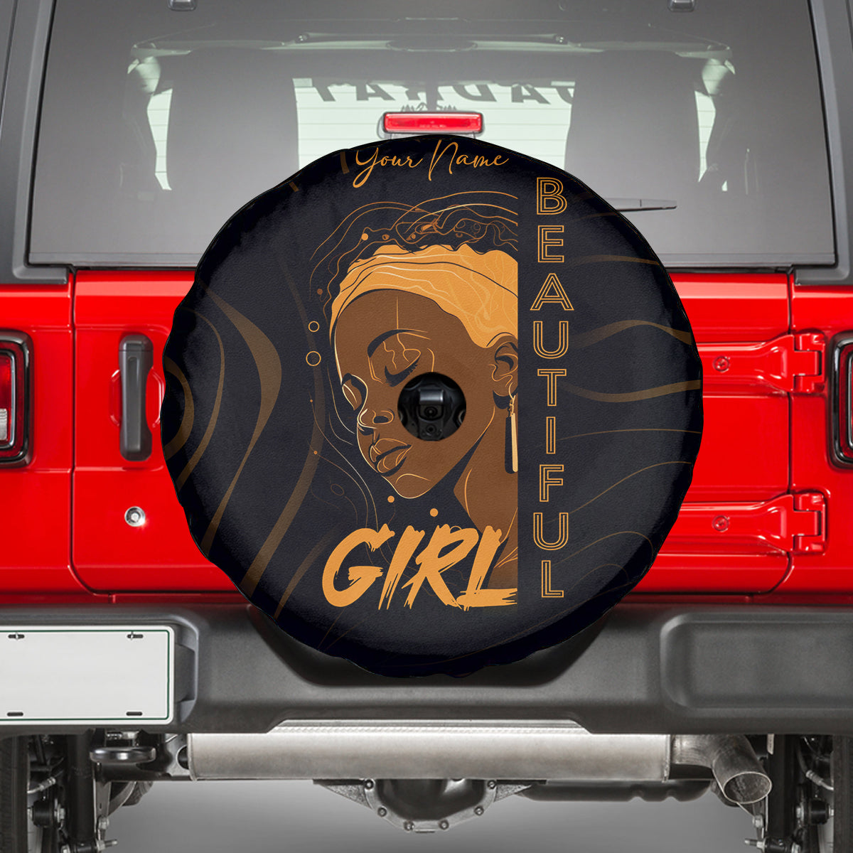Personalized Beautiful Black Girl Spare Tire Cover Women Africa - Wonder Print Shop