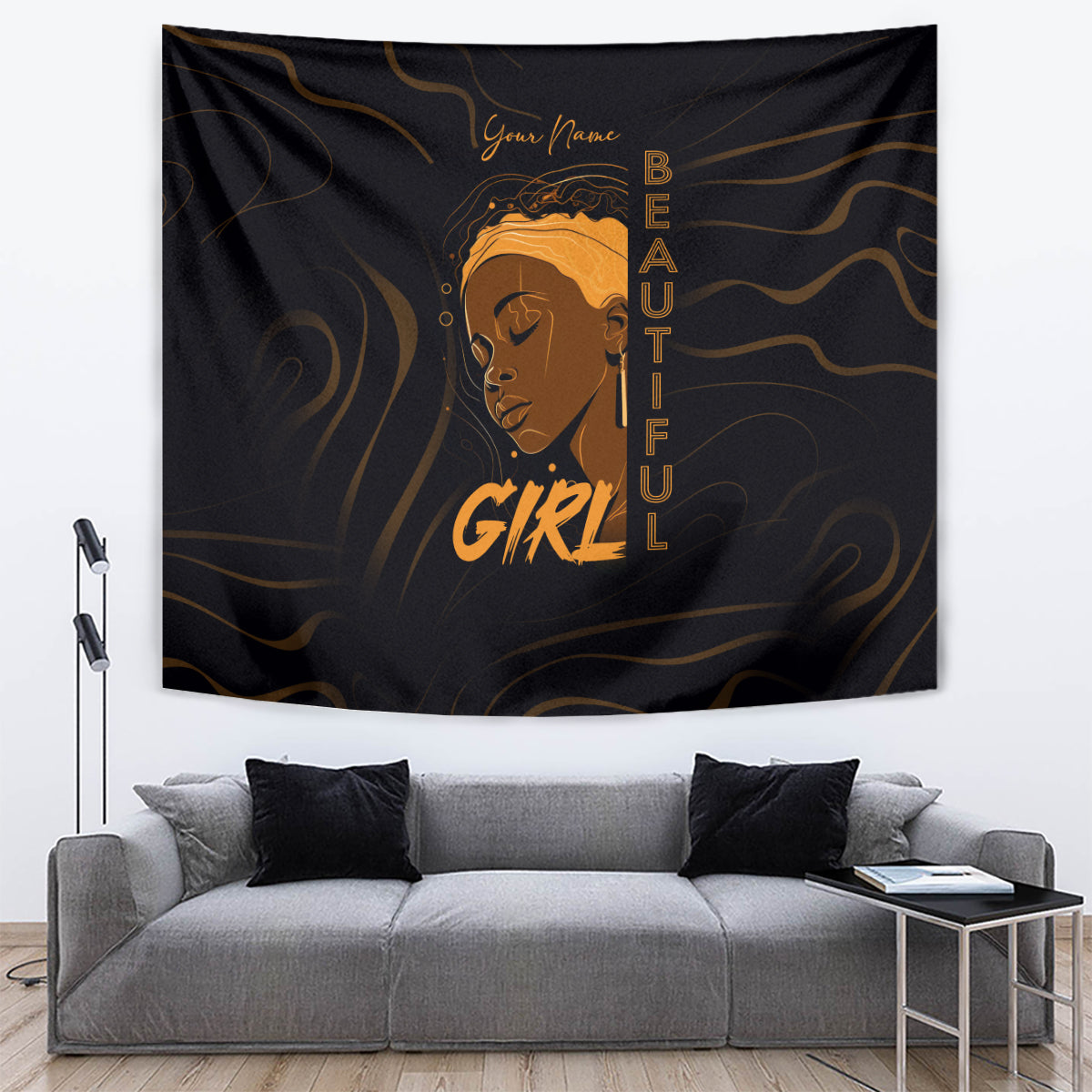 Personalized Beautiful Black Girl Tapestry Women Africa - Wonder Print Shop