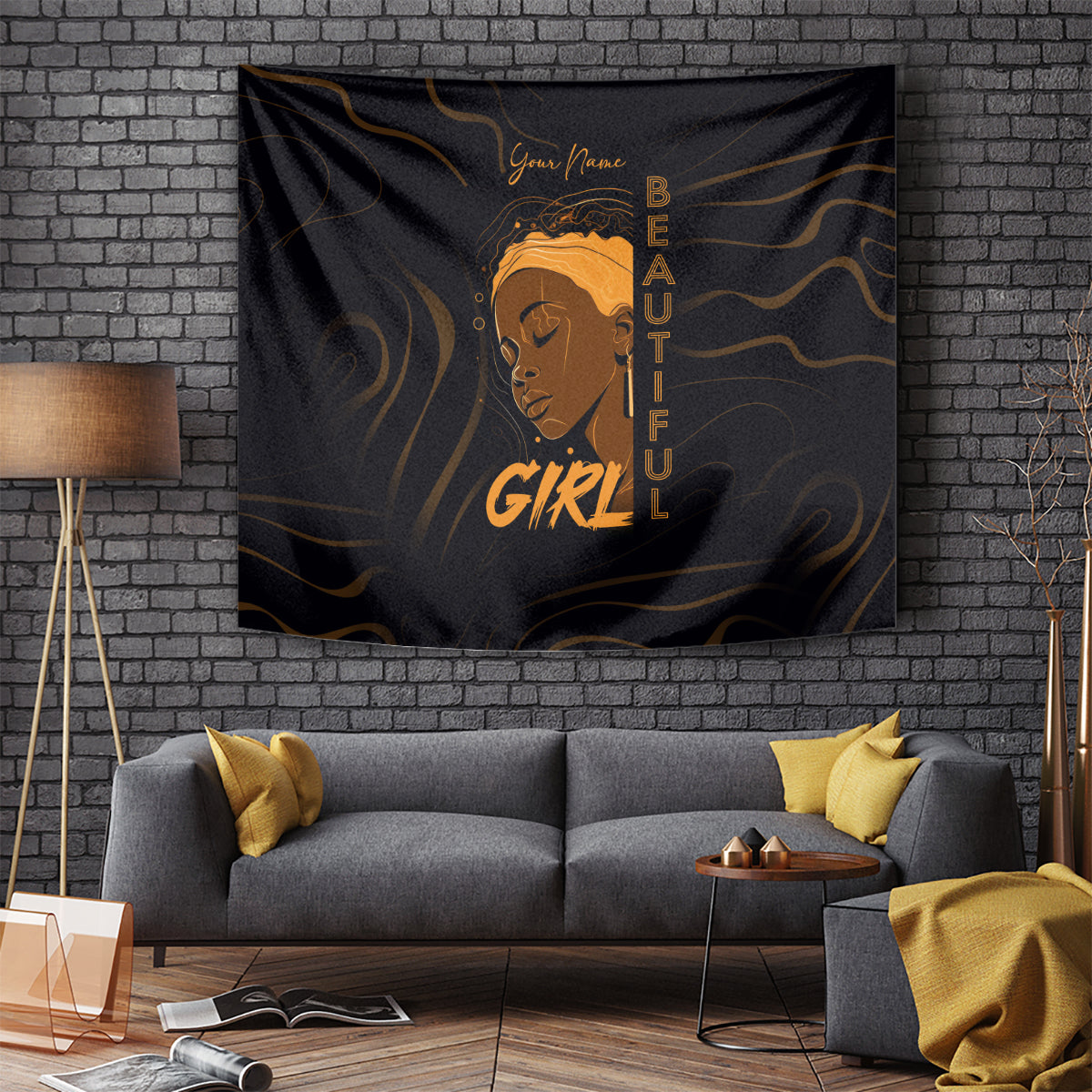 Personalized Beautiful Black Girl Tapestry Women Africa - Wonder Print Shop