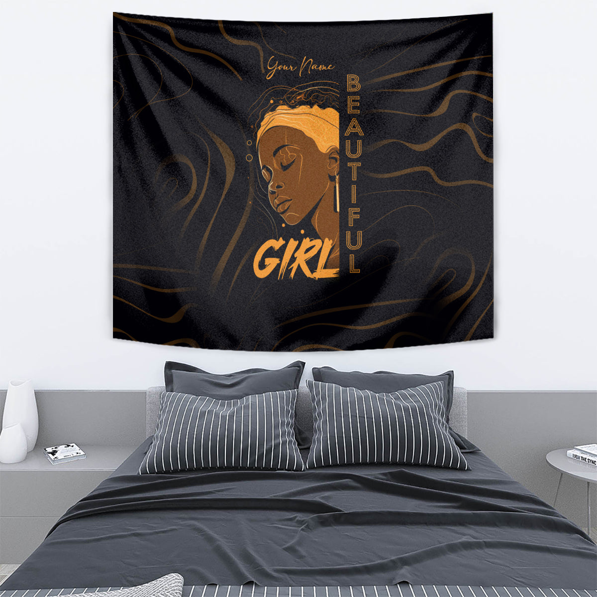 Personalized Beautiful Black Girl Tapestry Women Africa - Wonder Print Shop