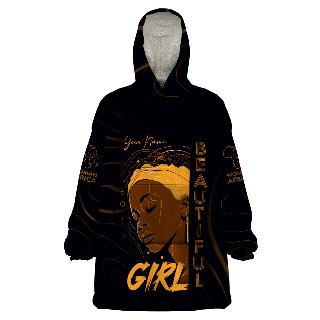 Personalized Beautiful Black Girl Wearable Blanket Hoodie Women Africa - Wonder Print Shop