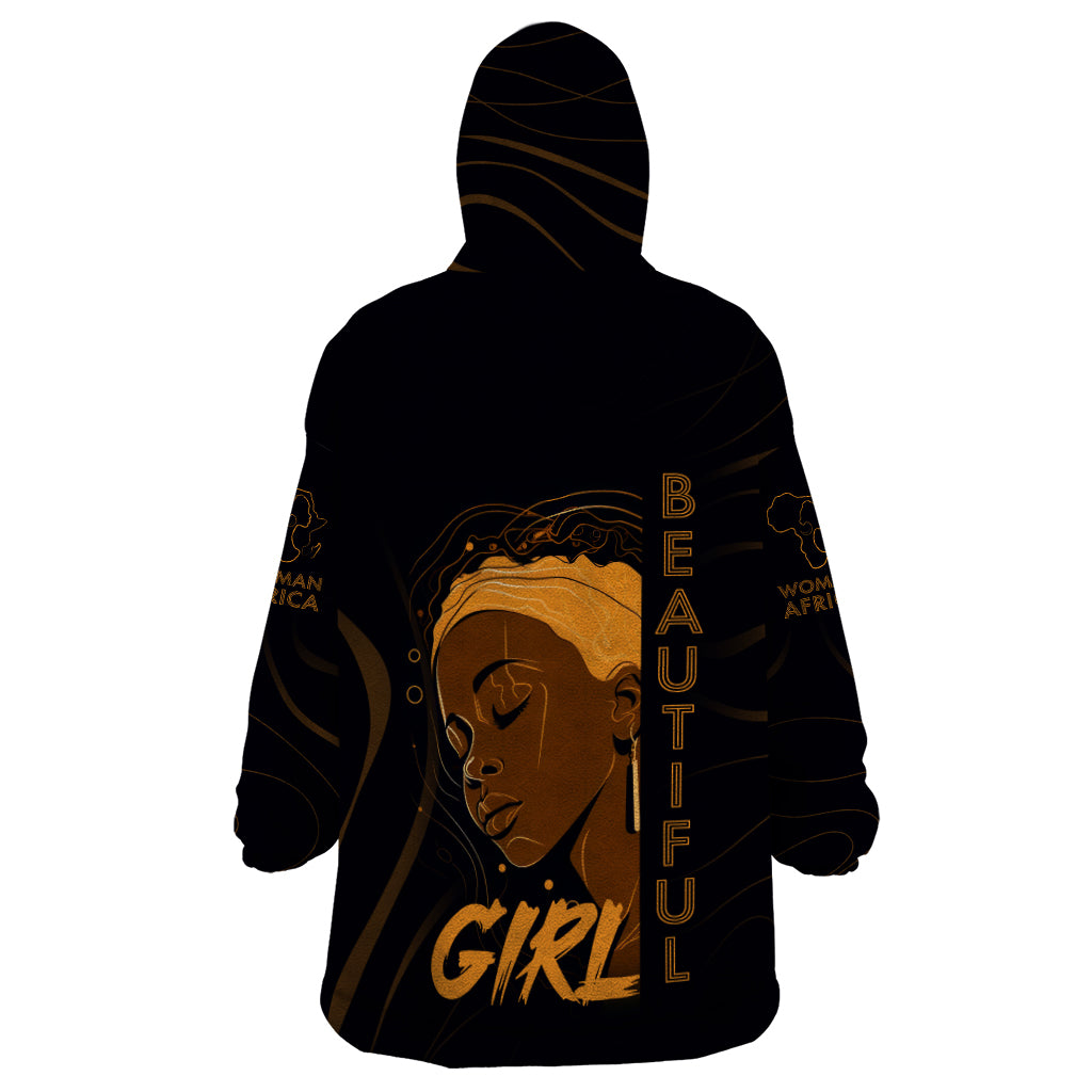 Personalized Beautiful Black Girl Wearable Blanket Hoodie Women Africa - Wonder Print Shop