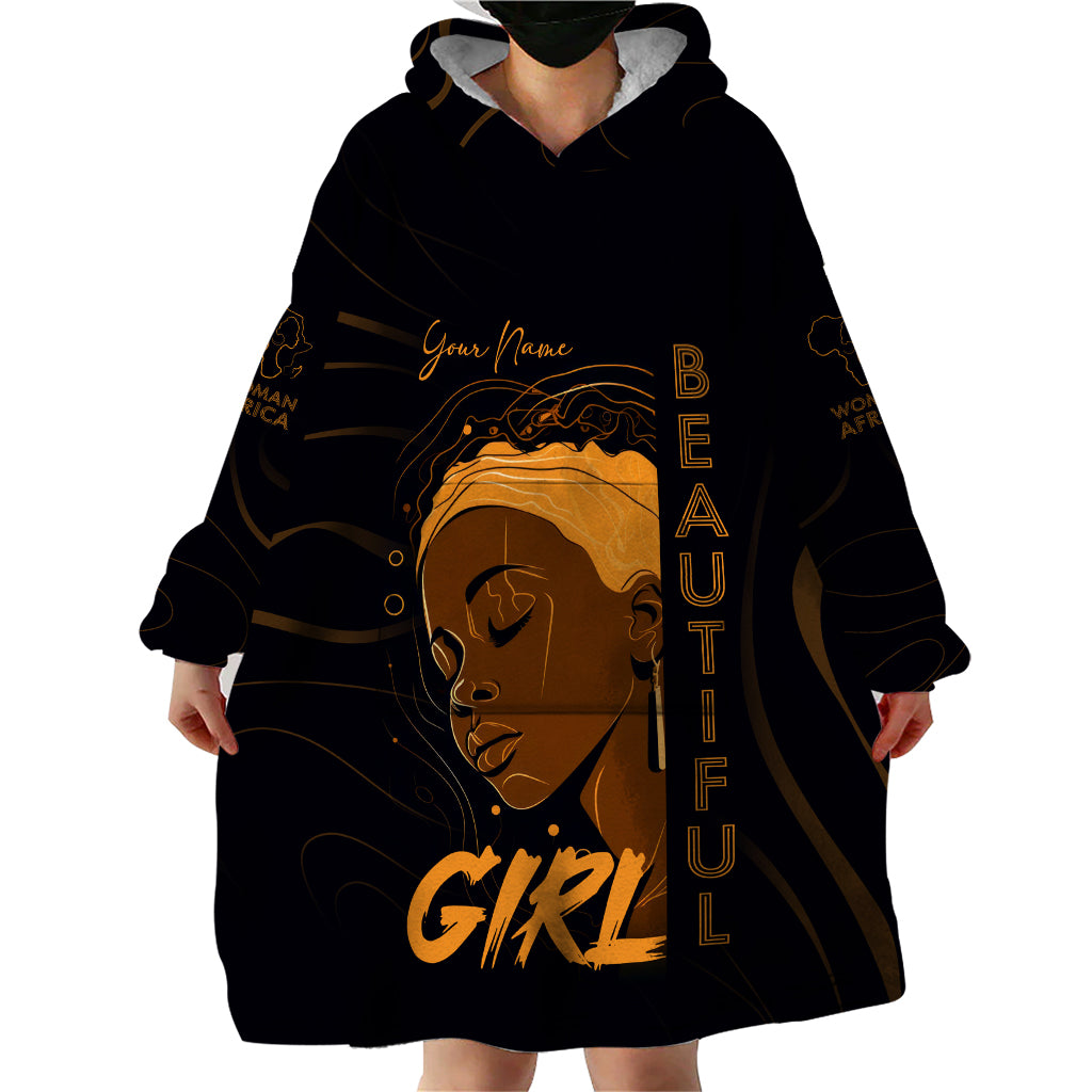 Personalized Beautiful Black Girl Wearable Blanket Hoodie Women Africa - Wonder Print Shop