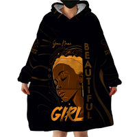 Personalized Beautiful Black Girl Wearable Blanket Hoodie Women Africa - Wonder Print Shop