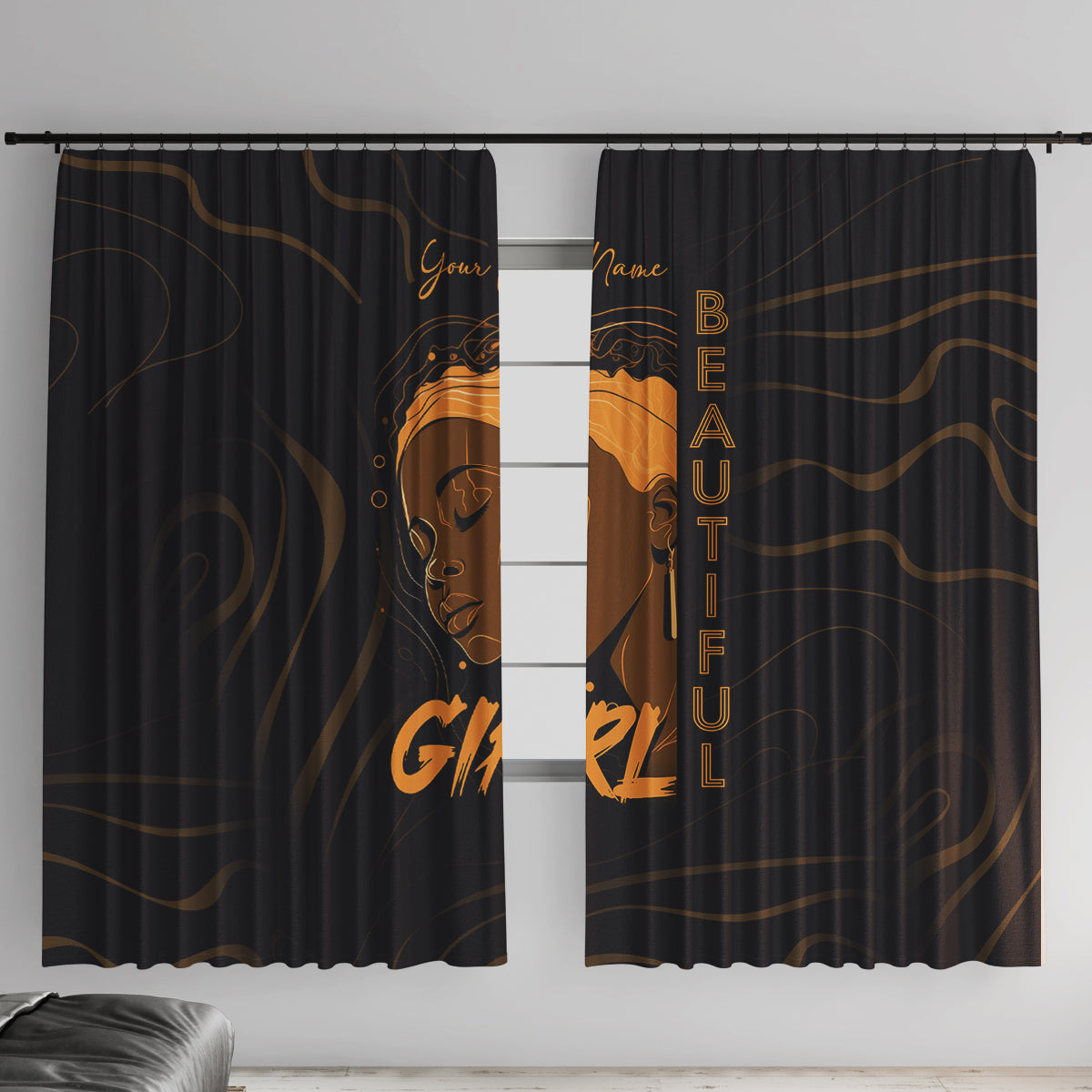 Personalized Beautiful Black Girl Window Curtain Women Africa - Wonder Print Shop