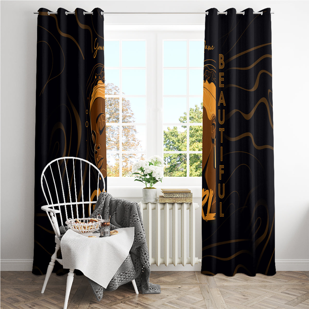 Personalized Beautiful Black Girl Window Curtain Women Africa - Wonder Print Shop