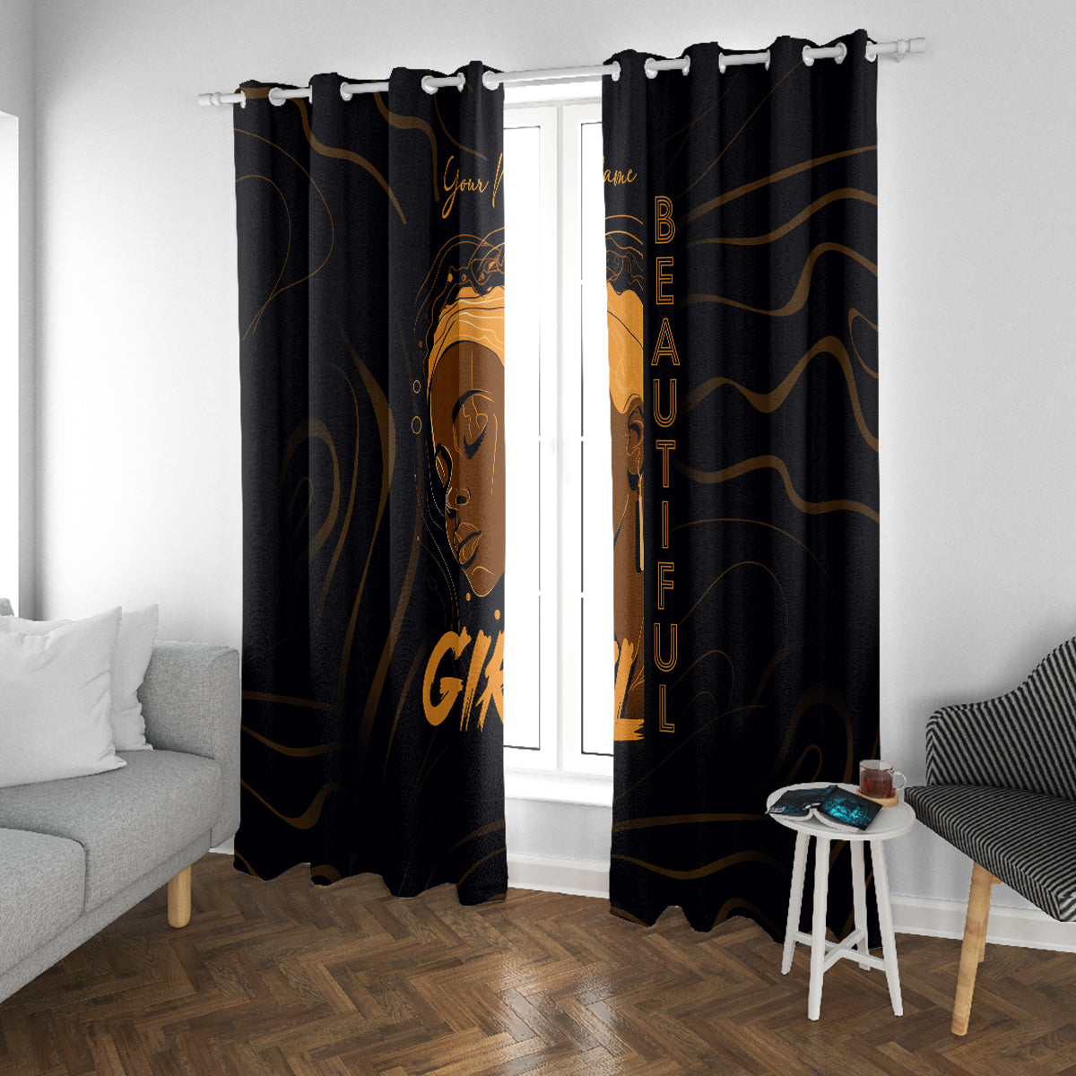 Personalized Beautiful Black Girl Window Curtain Women Africa - Wonder Print Shop