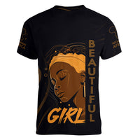 Personalized Beautiful Black Girl Women V Neck T Shirt Women Africa - Wonder Print Shop