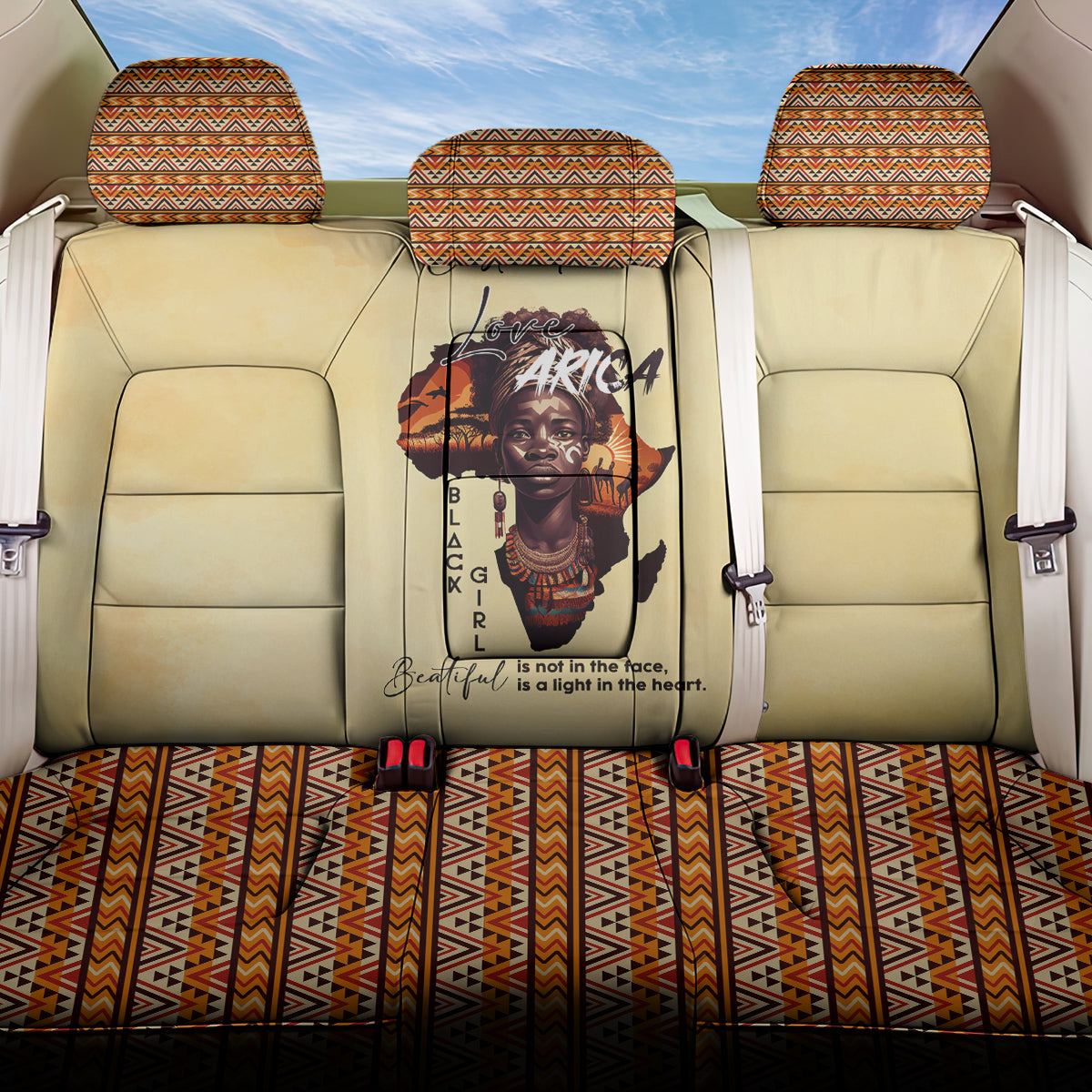 Personalized Love Africa Back Car Seat Cover Black Girl Beautiful
