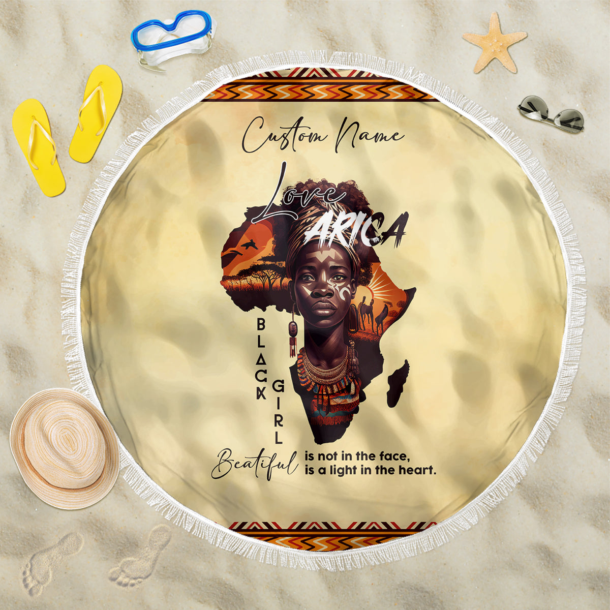 Personalized Love Africa Beach Blanket Black Girl Beautiful - Wonder Print Shop