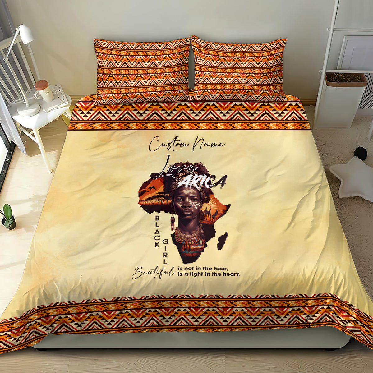 Personalized Love Africa Bedding Set Black Girl Beautiful - Wonder Print Shop