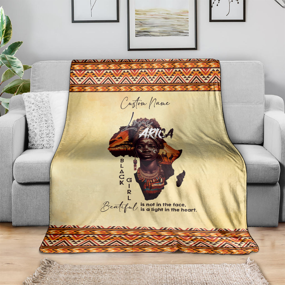 Personalized Love Africa Blanket Black Girl Beautiful