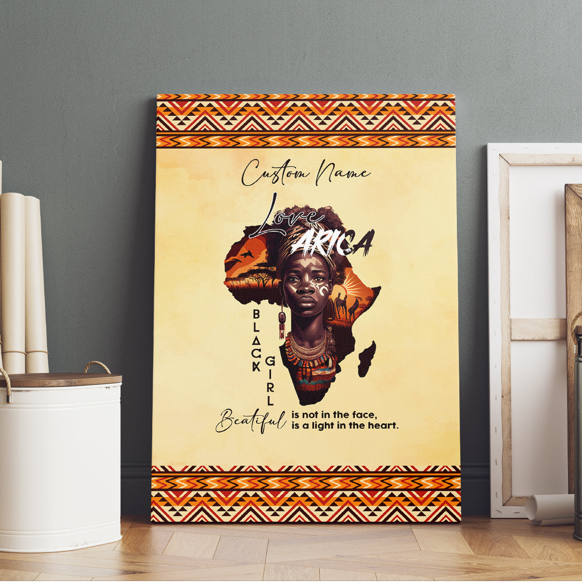 Personalized Love Africa Canvas Wall Art Black Girl Beautiful - Wonder Print Shop