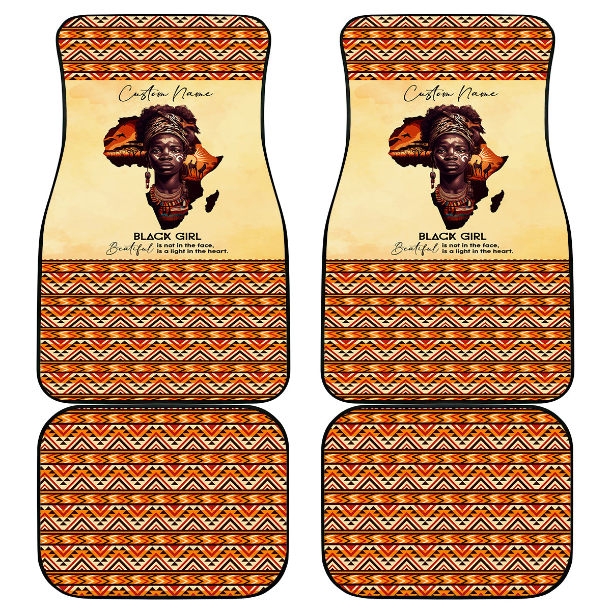 Personalized Love Africa Car Mats Black Girl Beautiful - Wonder Print Shop
