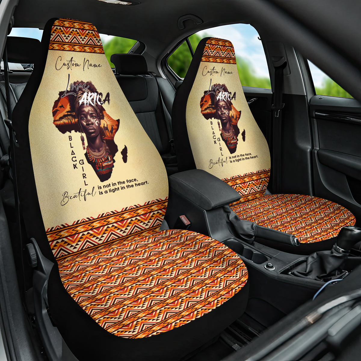 Personalized Love Africa Car Seat Cover Black Girl Beautiful