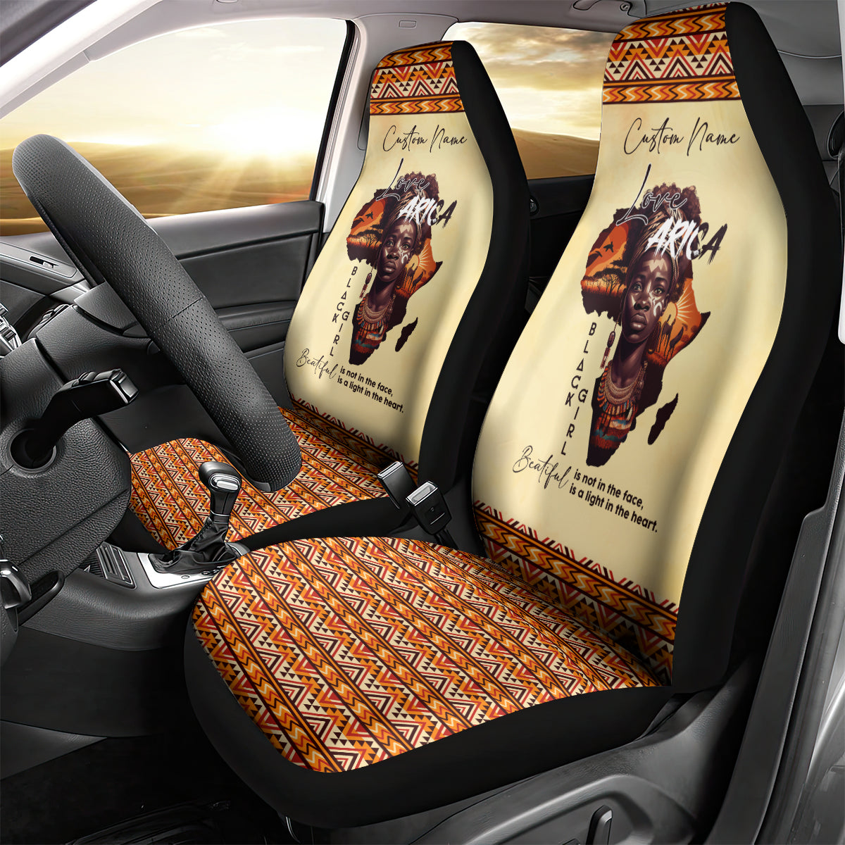 Personalized Love Africa Car Seat Cover Black Girl Beautiful - Wonder Print Shop