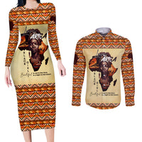 Personalized Love Africa Couples Matching Long Sleeve Bodycon Dress and Long Sleeve Button Shirt Black Girl Beautiful - Wonder Print Shop