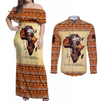 Personalized Love Africa Couples Matching Off Shoulder Maxi Dress and Long Sleeve Button Shirt Black Girl Beautiful - Wonder Print Shop