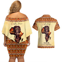 Personalized Love Africa Couples Matching Off Shoulder Short Dress and Hawaiian Shirt Black Girl Beautiful - Wonder Print Shop