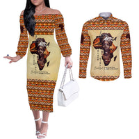 Personalized Love Africa Couples Matching Off The Shoulder Long Sleeve Dress and Long Sleeve Button Shirt Black Girl Beautiful