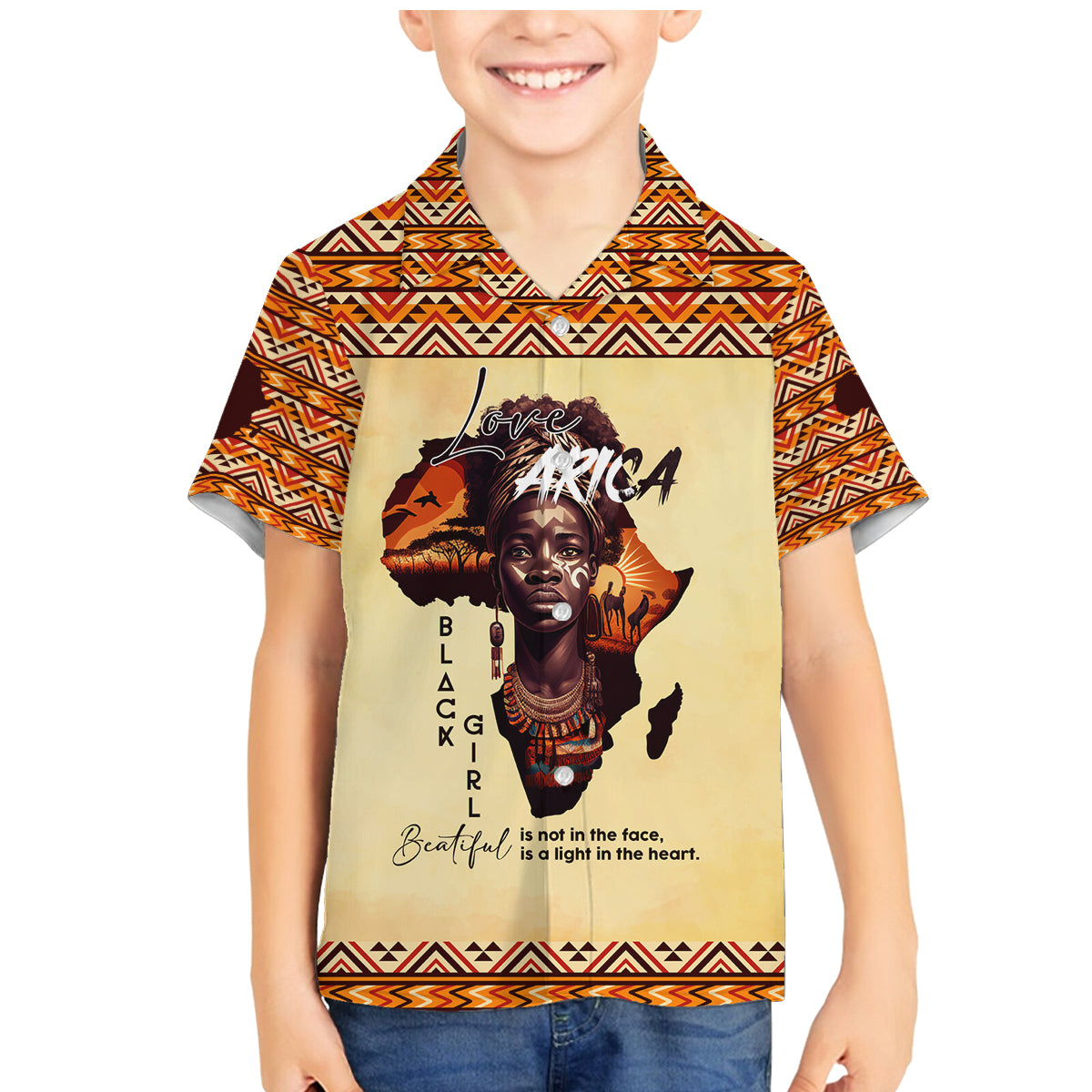 Personalized Love Africa Family Matching Mermaid Dress and Hawaiian Shirt Black Girl Beautiful - Wonder Print Shop
