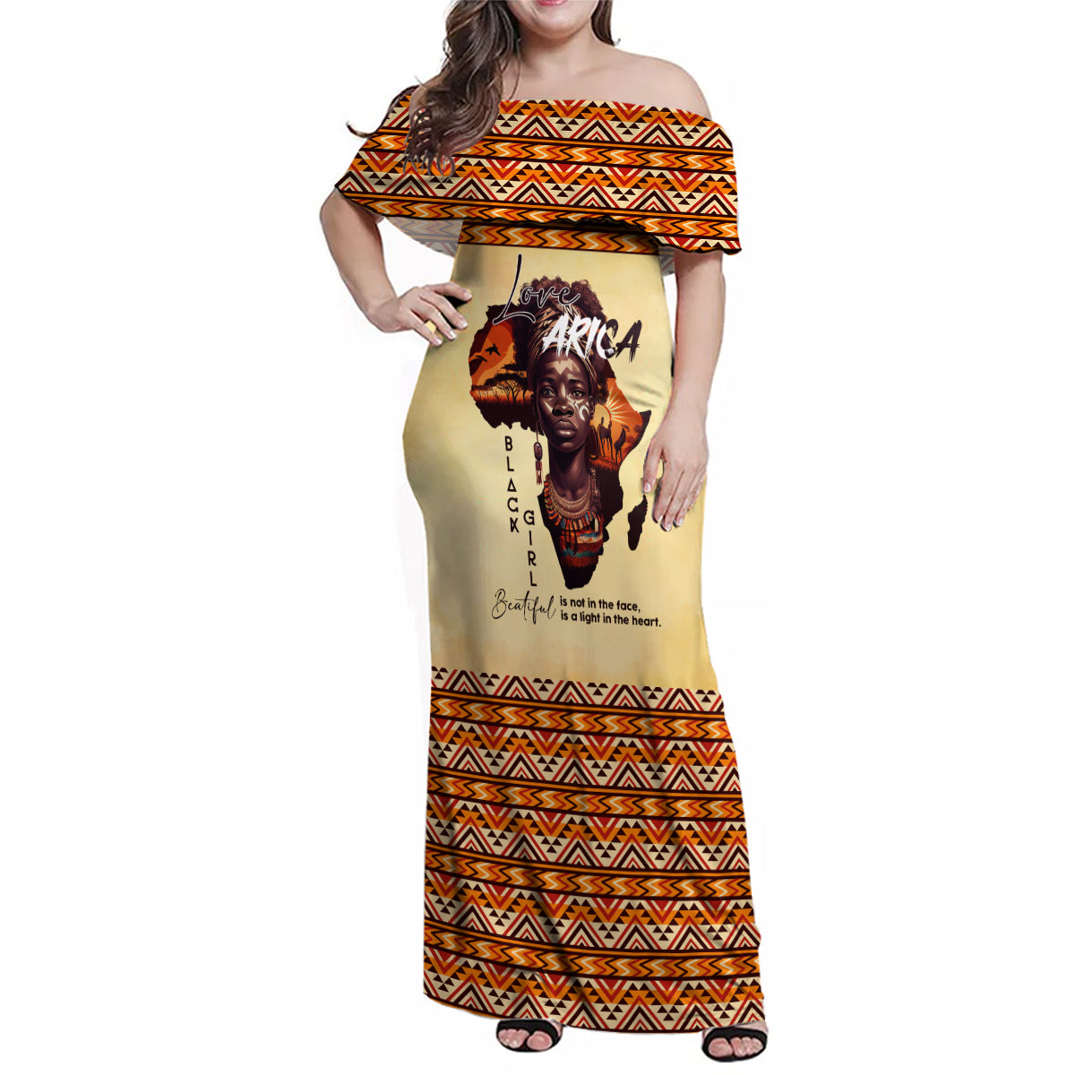 Personalized Love Africa Family Matching Off Shoulder Maxi Dress and Hawaiian Shirt Black Girl Beautiful - Wonder Print Shop