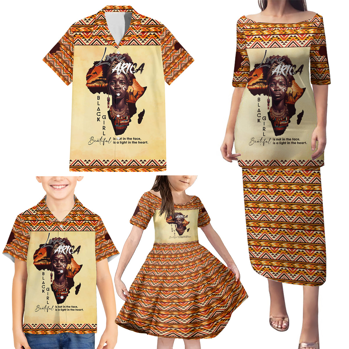 Personalized Love Africa Family Matching Puletasi and Hawaiian Shirt Black Girl Beautiful - Wonder Print Shop