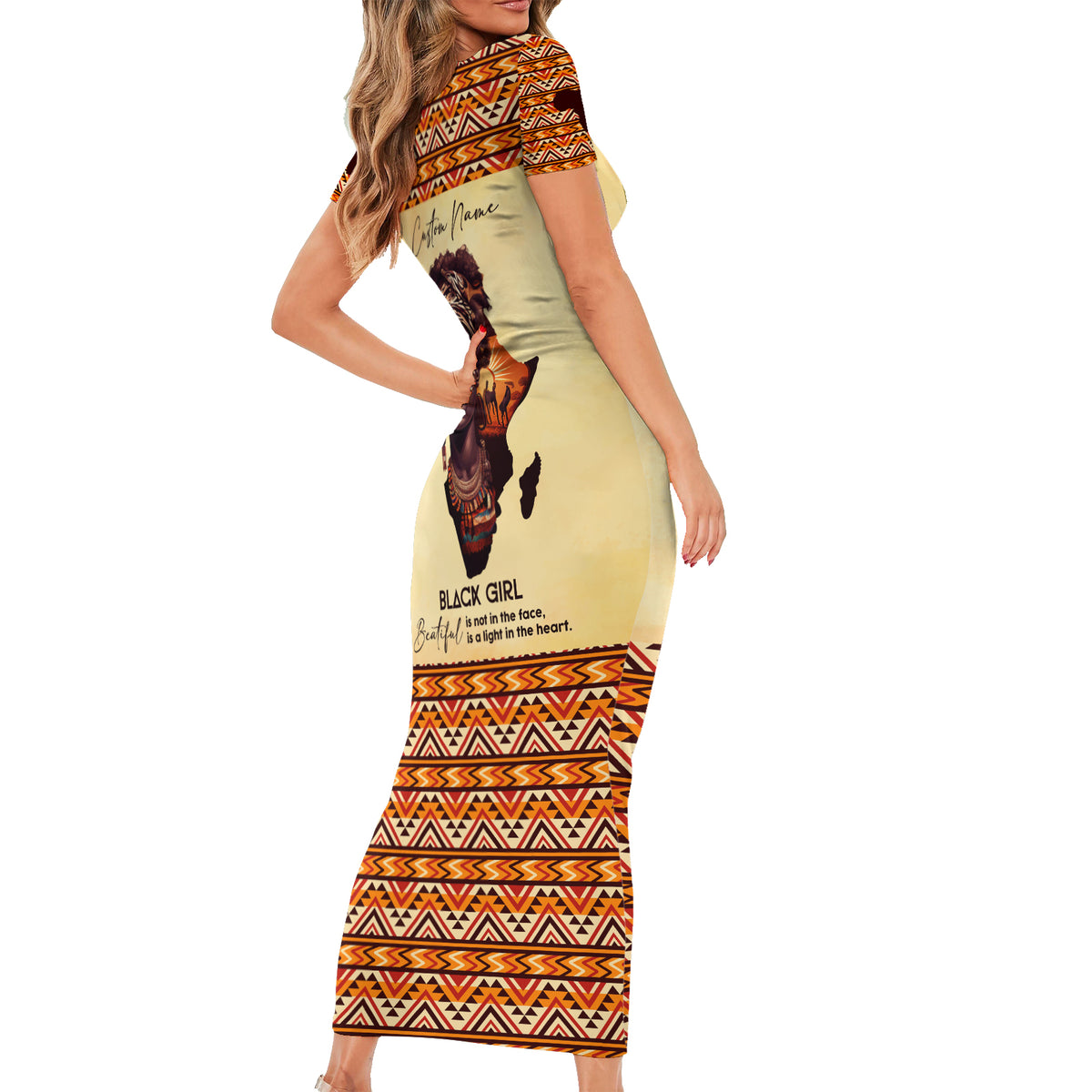 Personalized Love Africa Family Matching Short Sleeve Bodycon Dress and Hawaiian Shirt Black Girl Beautiful - Wonder Print Shop