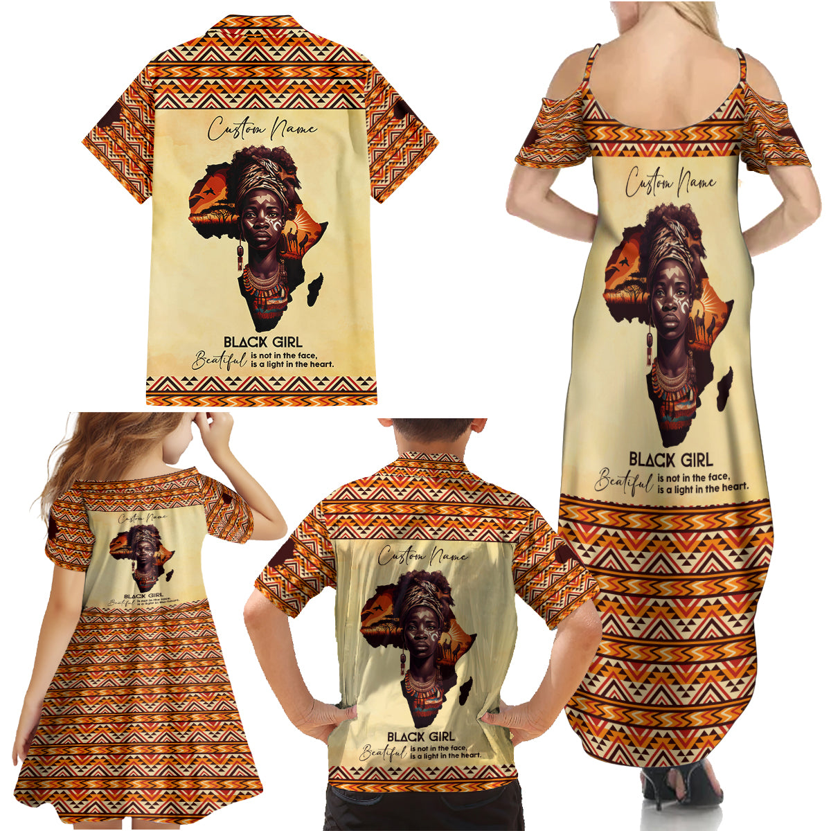 Personalized Love Africa Family Matching Summer Maxi Dress and Hawaiian Shirt Black Girl Beautiful - Wonder Print Shop
