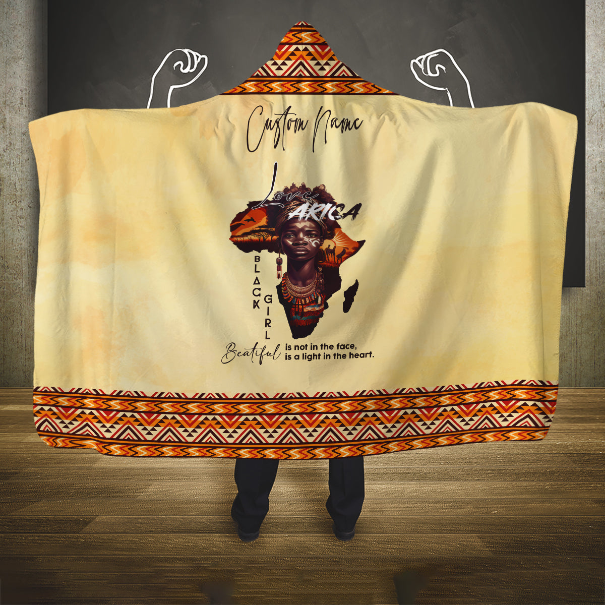 Personalized Love Africa Hooded Blanket Black Girl Beautiful