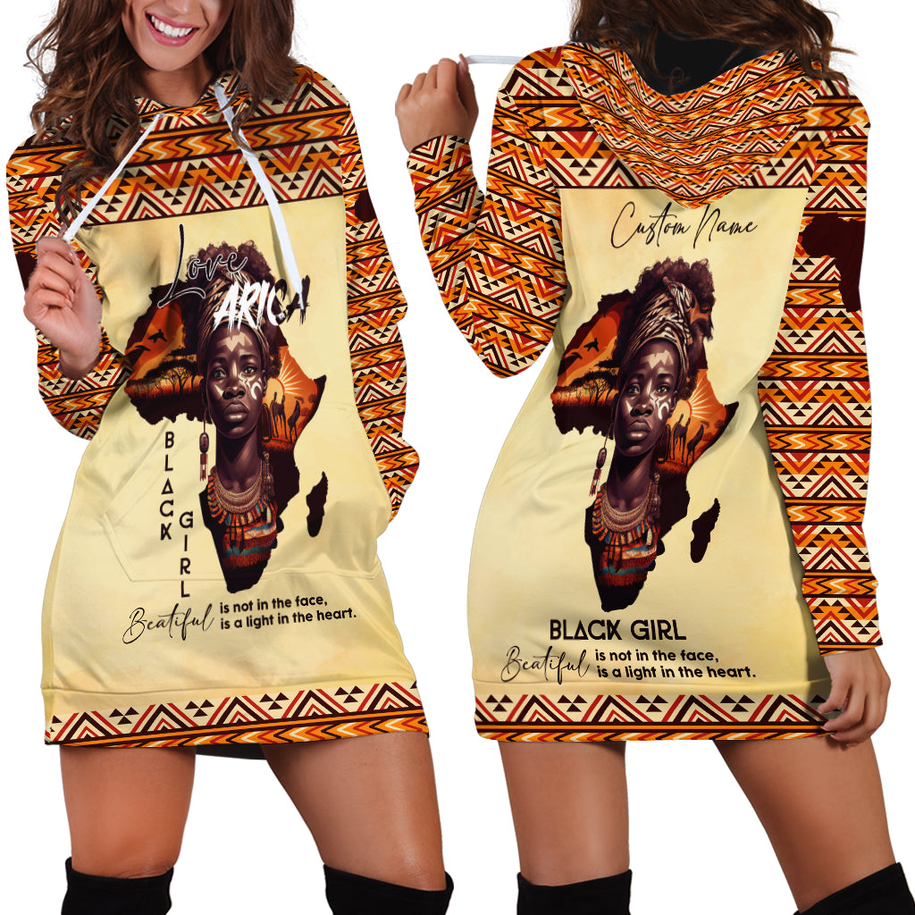 Personalized Love Africa Hoodie Dress Black Girl Beautiful - Wonder Print Shop