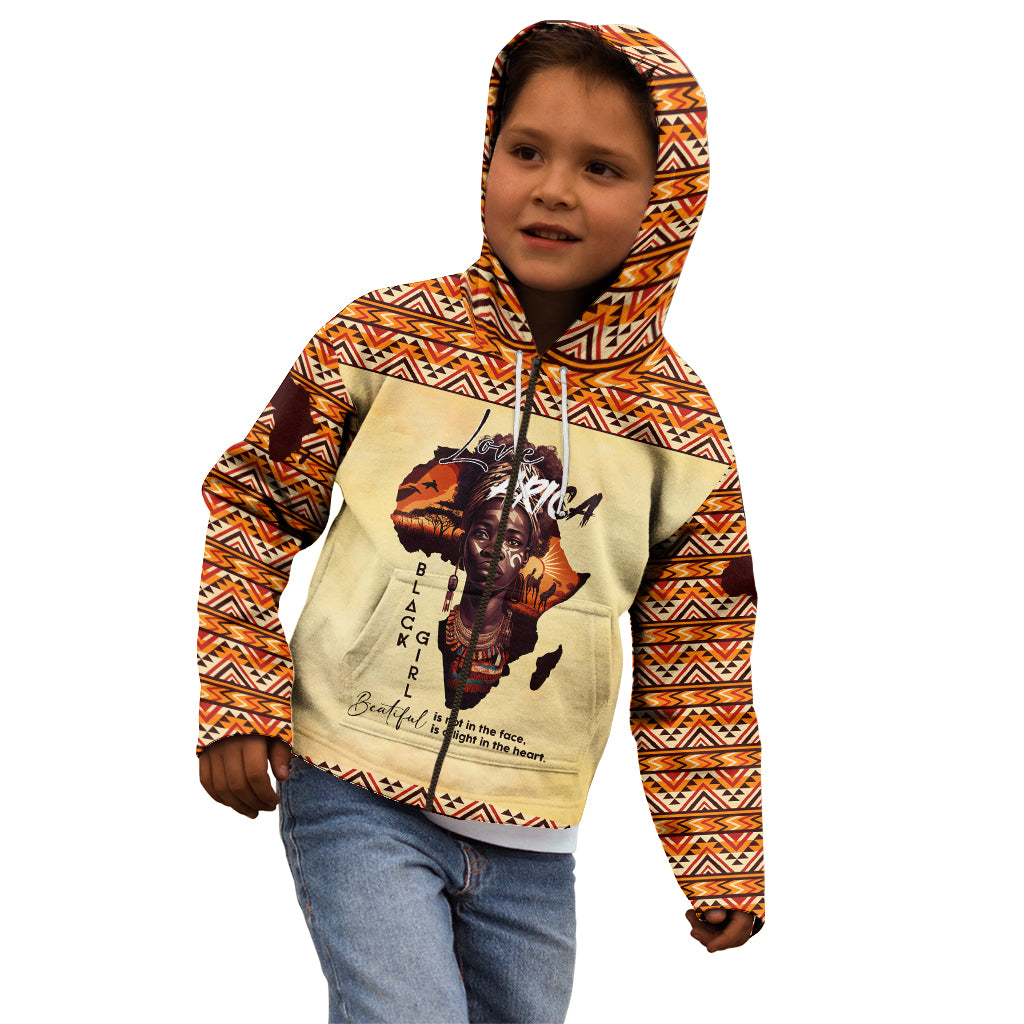 Personalized Love Africa Kid Hoodie Black Girl Beautiful - Wonder Print Shop