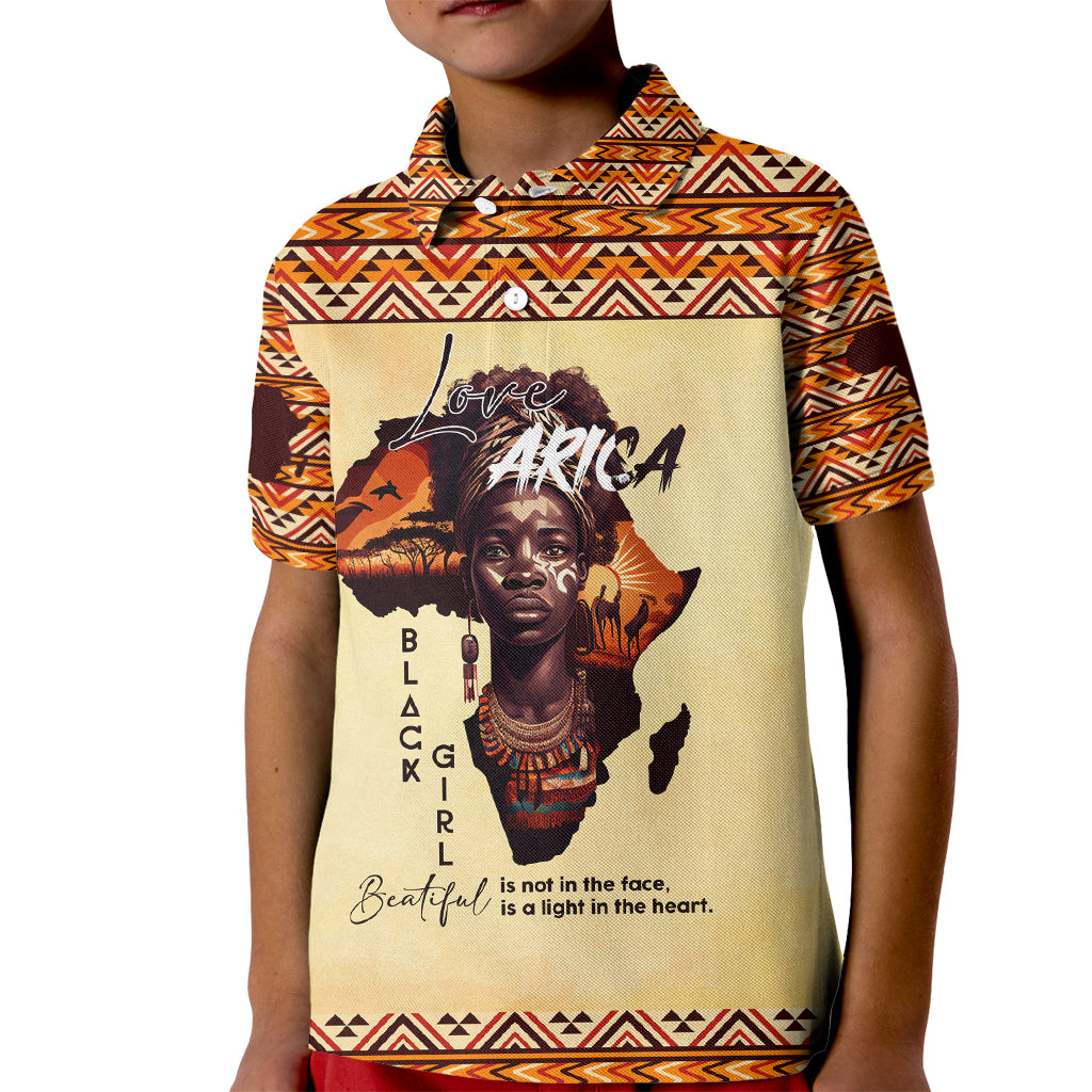 Personalized Love Africa Kid Polo Shirt Black Girl Beautiful - Wonder Print Shop