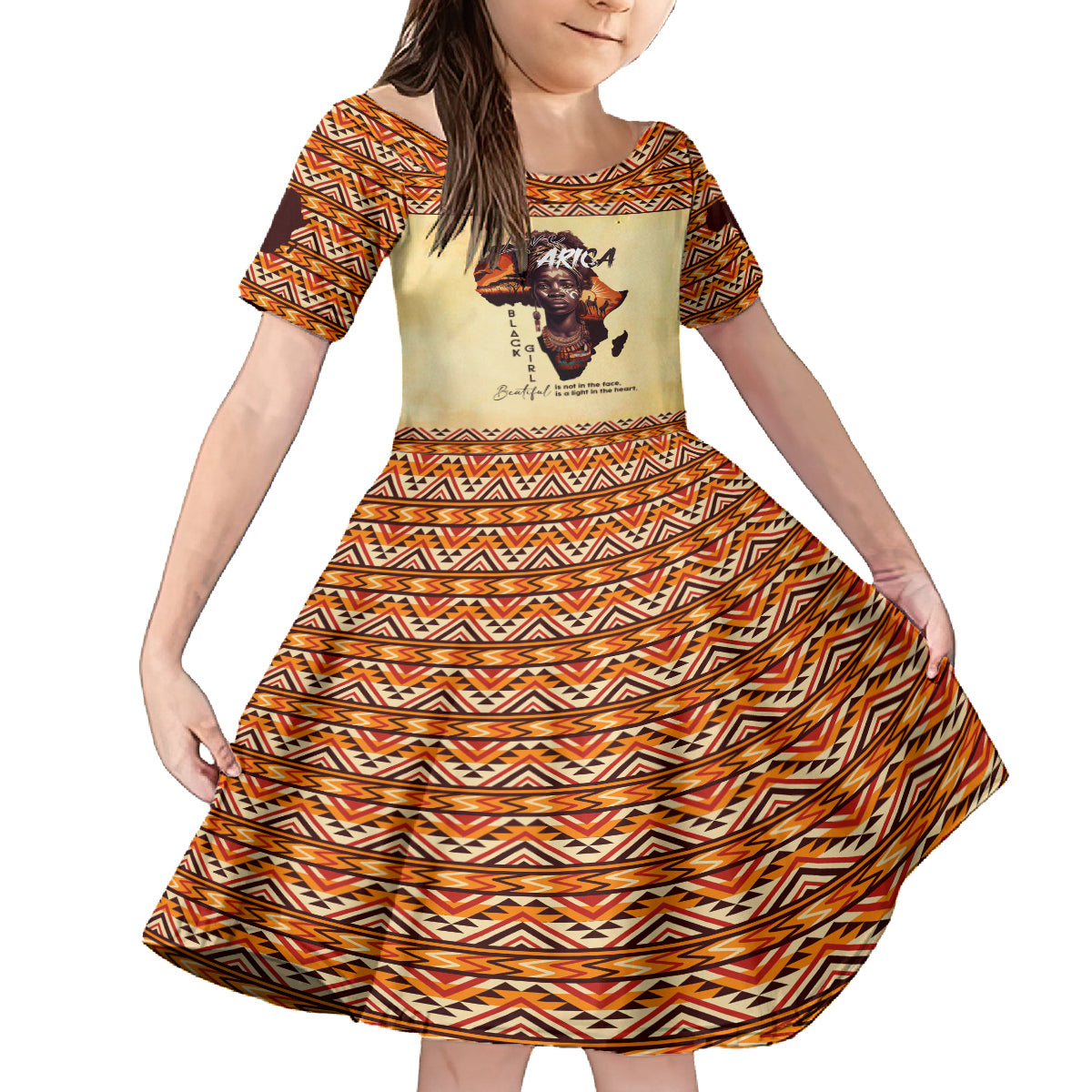 Personalized Love Africa Kid Short Sleeve Dress Black Girl Beautiful - Wonder Print Shop