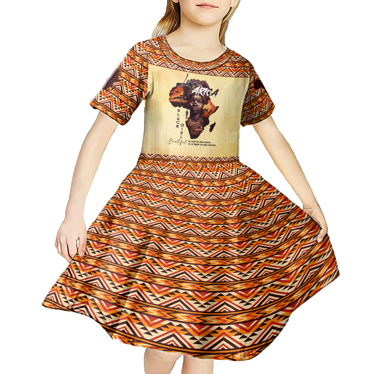 Personalized Love Africa Kid Short Sleeve Dress Black Girl Beautiful - Wonder Print Shop