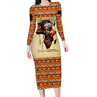 Personalized Love Africa Long Sleeve Bodycon Dress Black Girl Beautiful - Wonder Print Shop