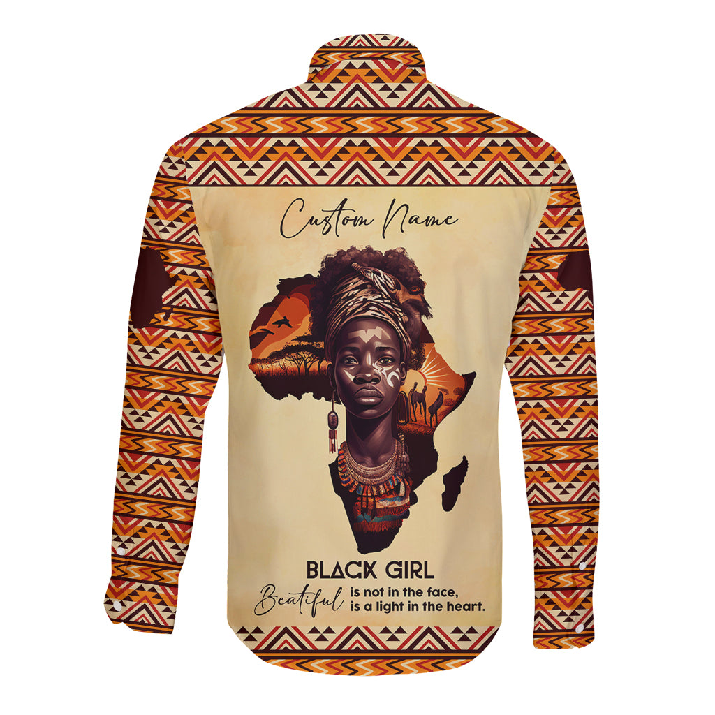 Personalized Love Africa Long Sleeve Button Shirt Black Girl Beautiful - Wonder Print Shop