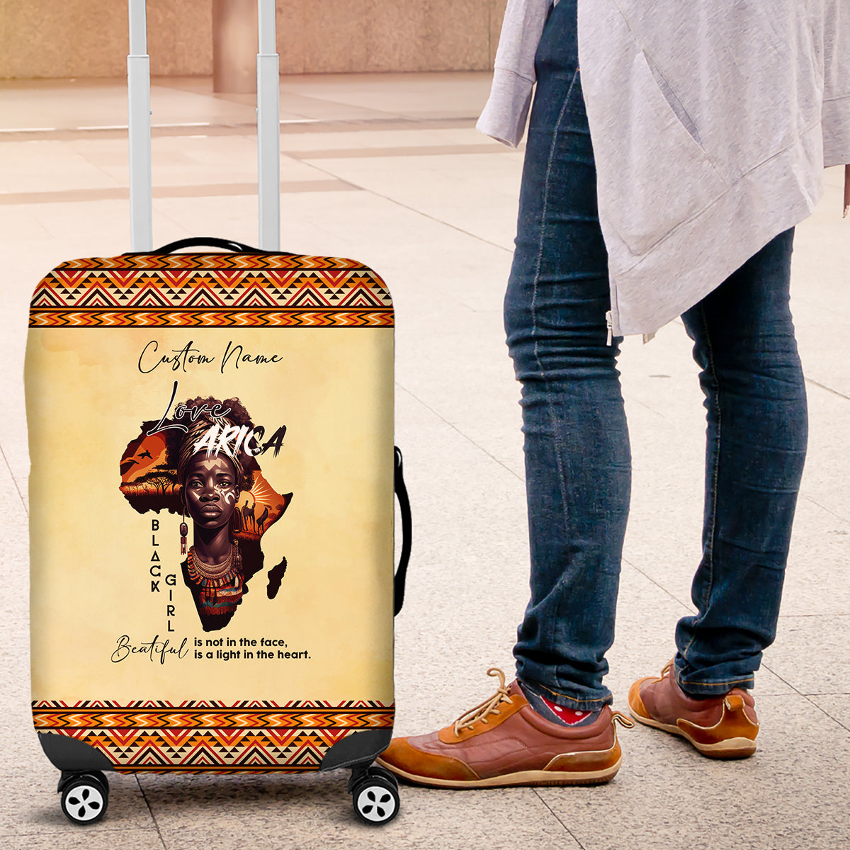 Personalized Love Africa Luggage Cover Black Girl Beautiful - Wonder Print Shop