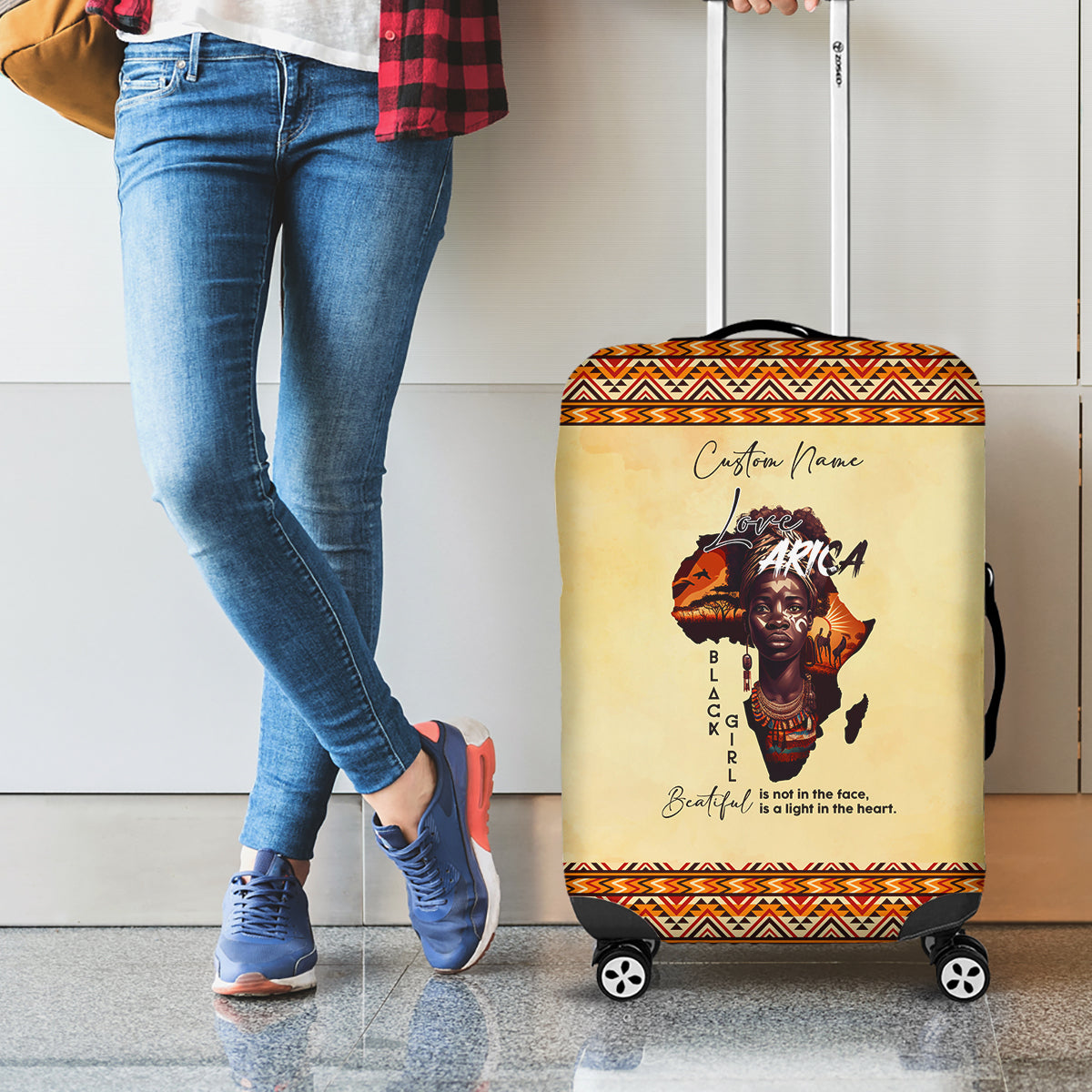 Personalized Love Africa Luggage Cover Black Girl Beautiful - Wonder Print Shop