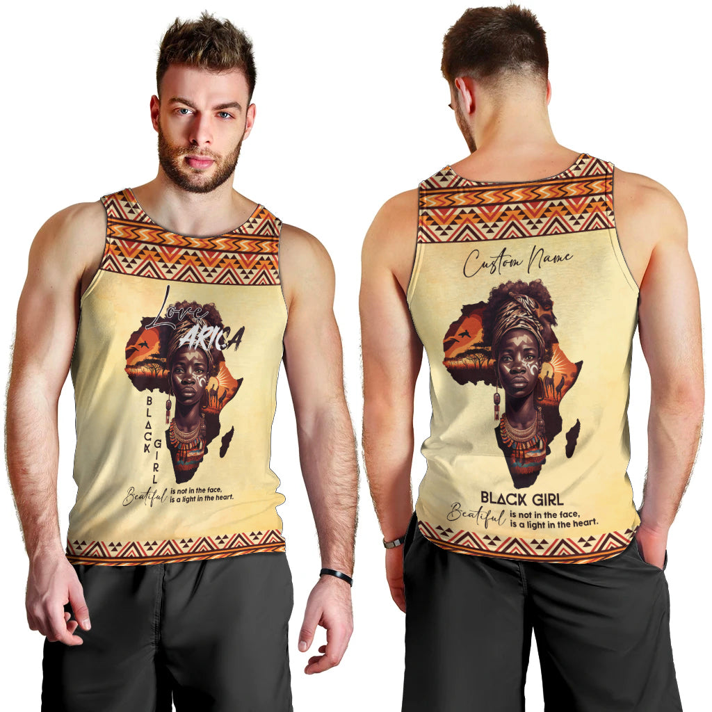 Personalized Love Africa Men Tank Top Black Girl Beautiful - Wonder Print Shop