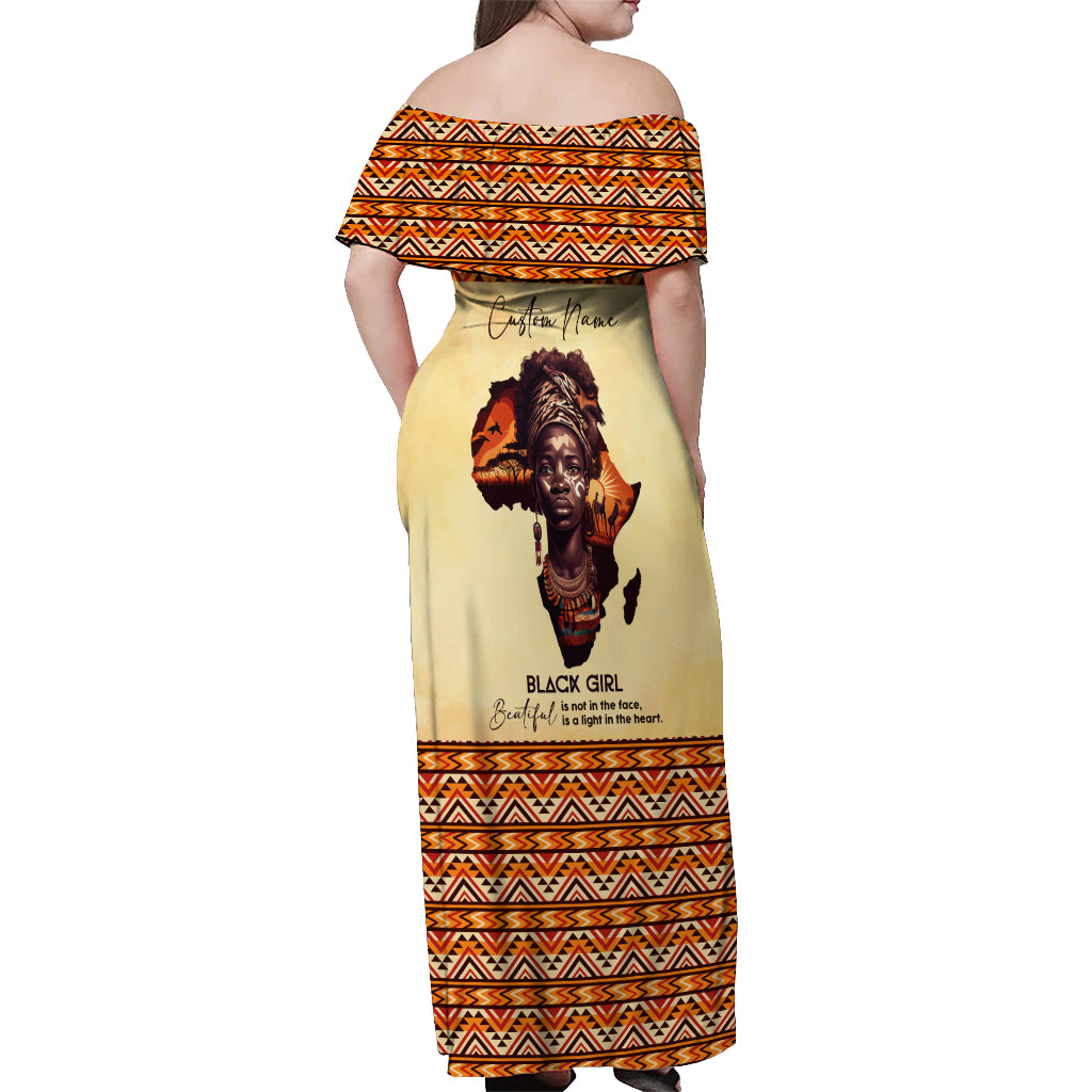 Personalized Love Africa Off Shoulder Maxi Dress Black Girl Beautiful - Wonder Print Shop
