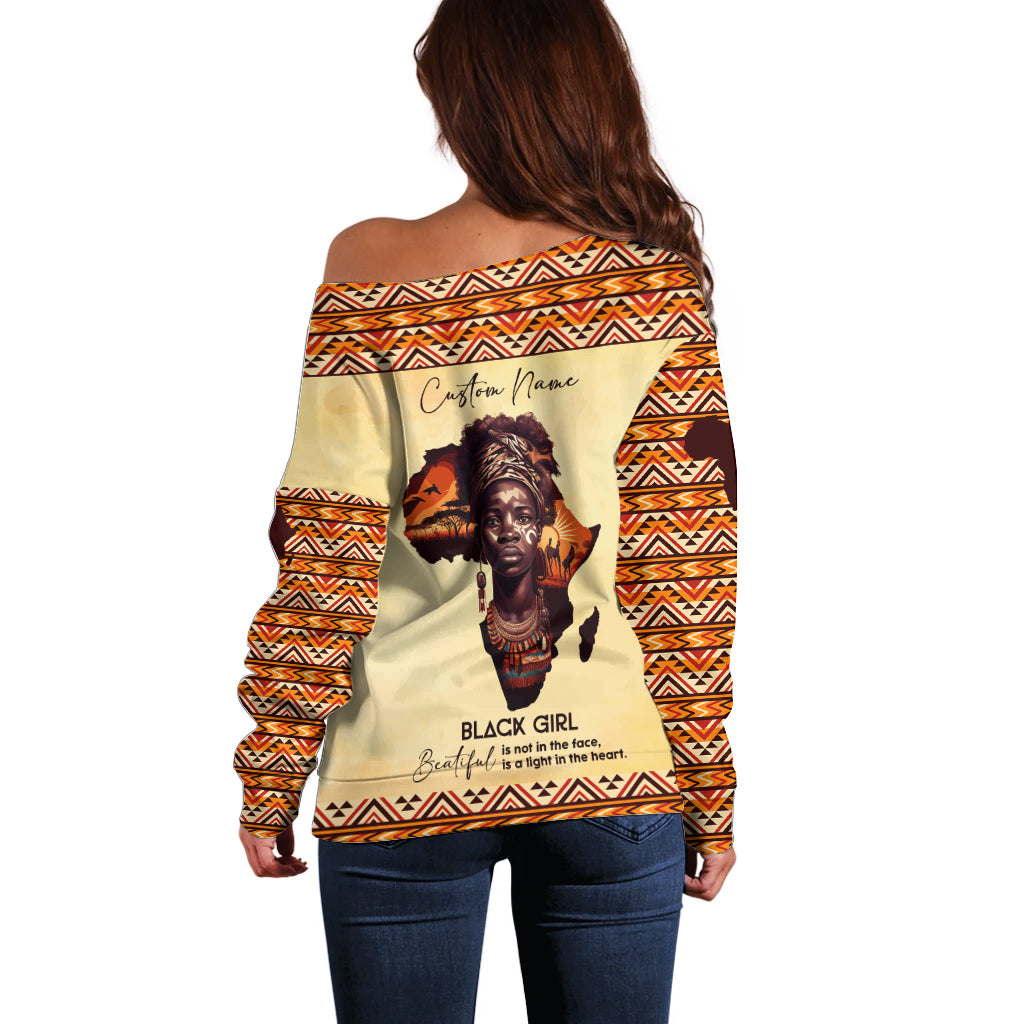 Personalized Love Africa Off Shoulder Sweater Black Girl Beautiful - Wonder Print Shop
