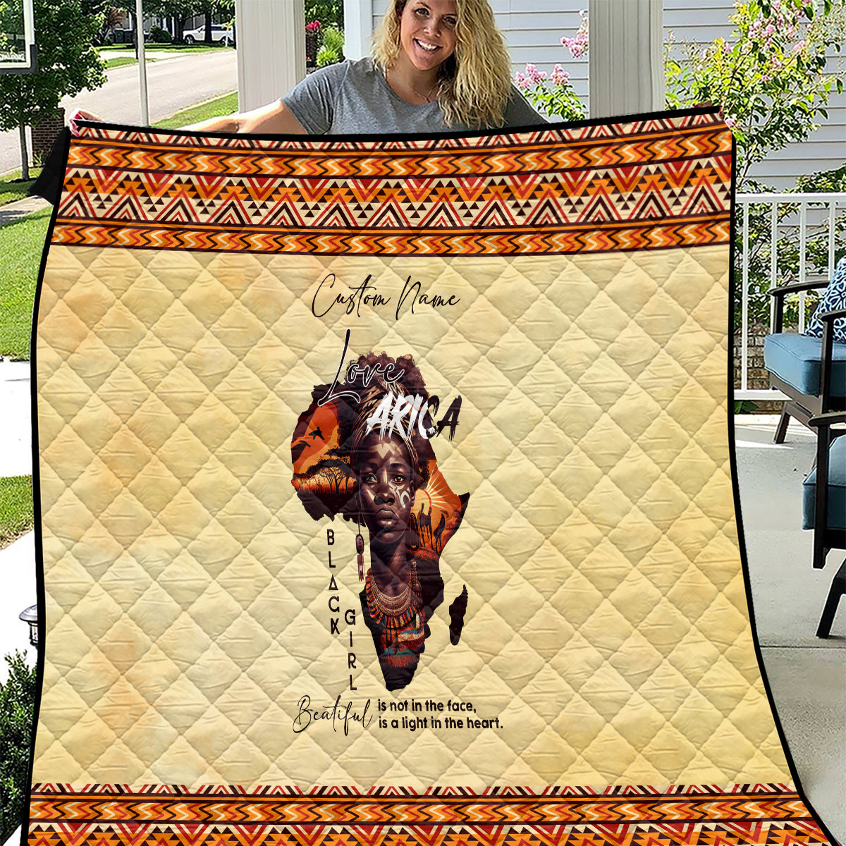 Personalized Love Africa Quilt Black Girl Beautiful - Wonder Print Shop