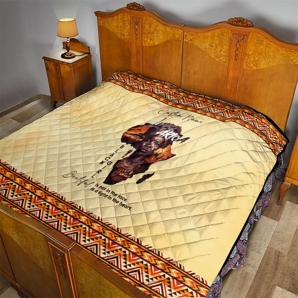Personalized Love Africa Quilt Black Girl Beautiful - Wonder Print Shop