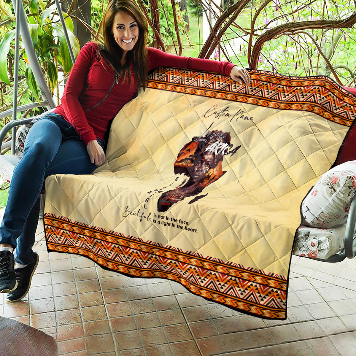 Personalized Love Africa Quilt Black Girl Beautiful - Wonder Print Shop