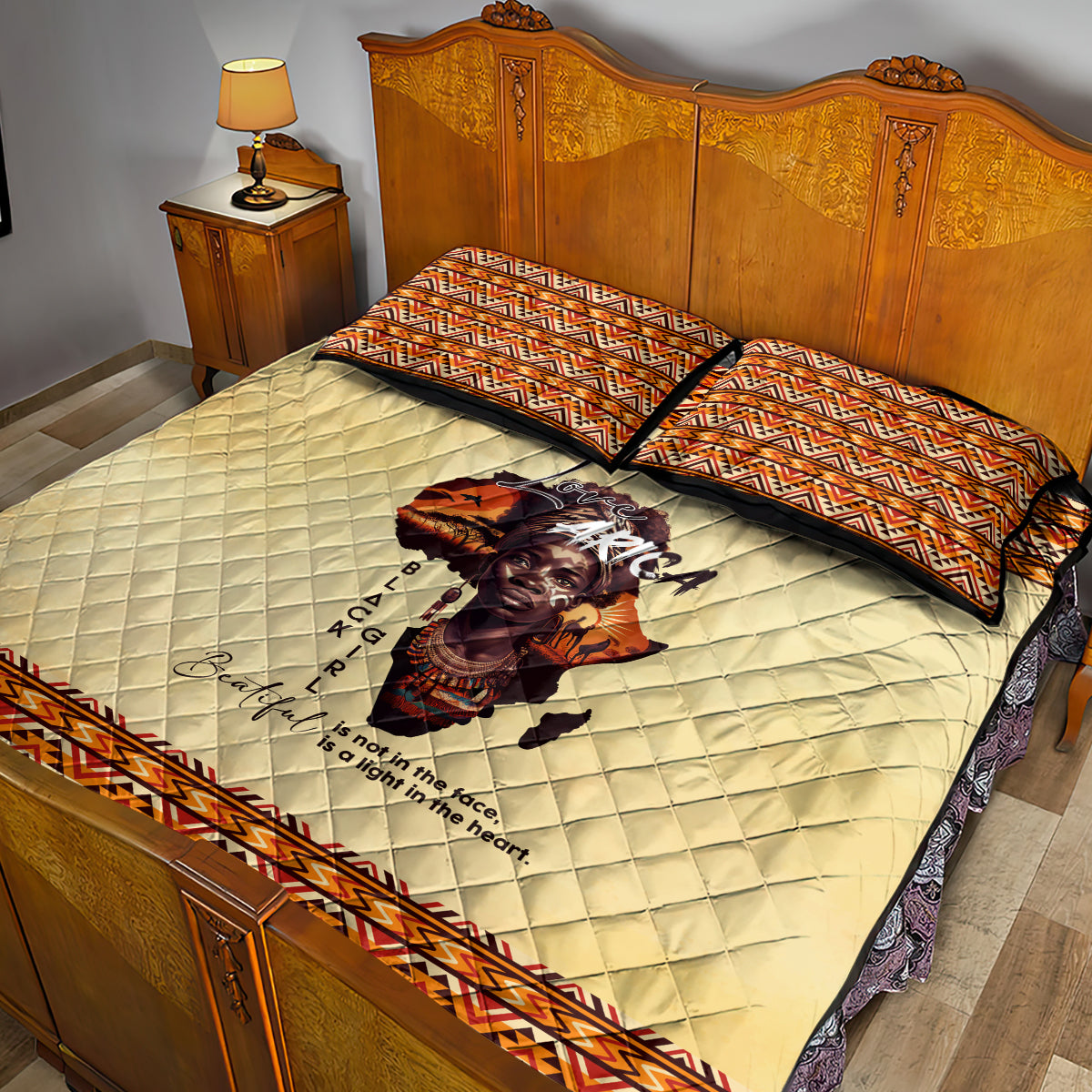 Personalized Love Africa Quilt Bed Set Black Girl Beautiful - Wonder Print Shop