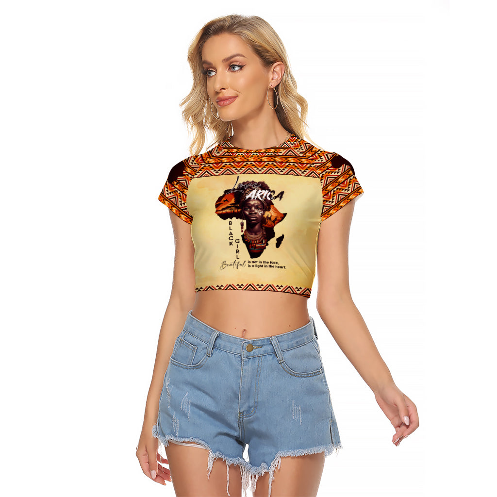 Personalized Love Africa Raglan Cropped T Shirt Black Girl Beautiful - Wonder Print Shop