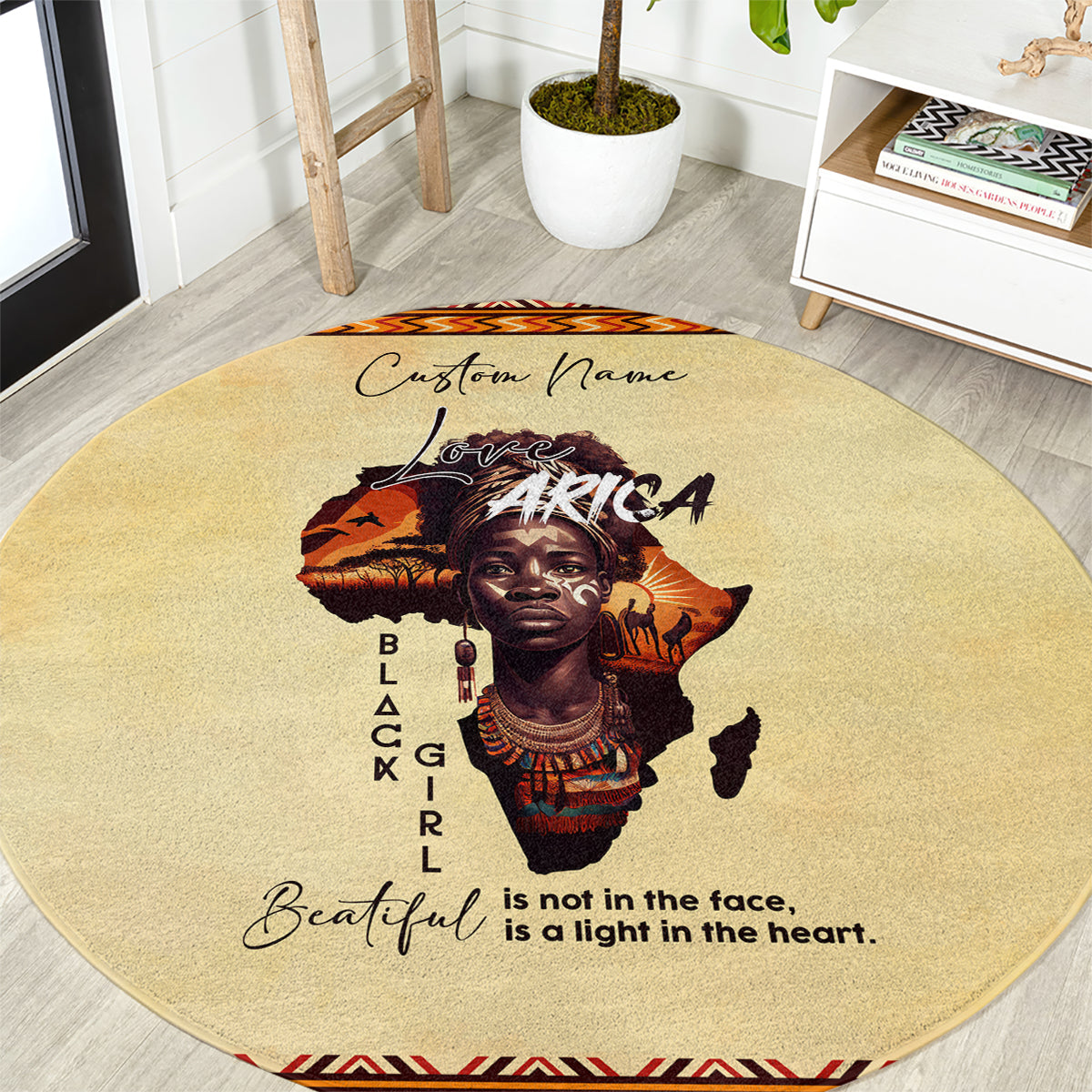 Personalized Love Africa Round Carpet Black Girl Beautiful